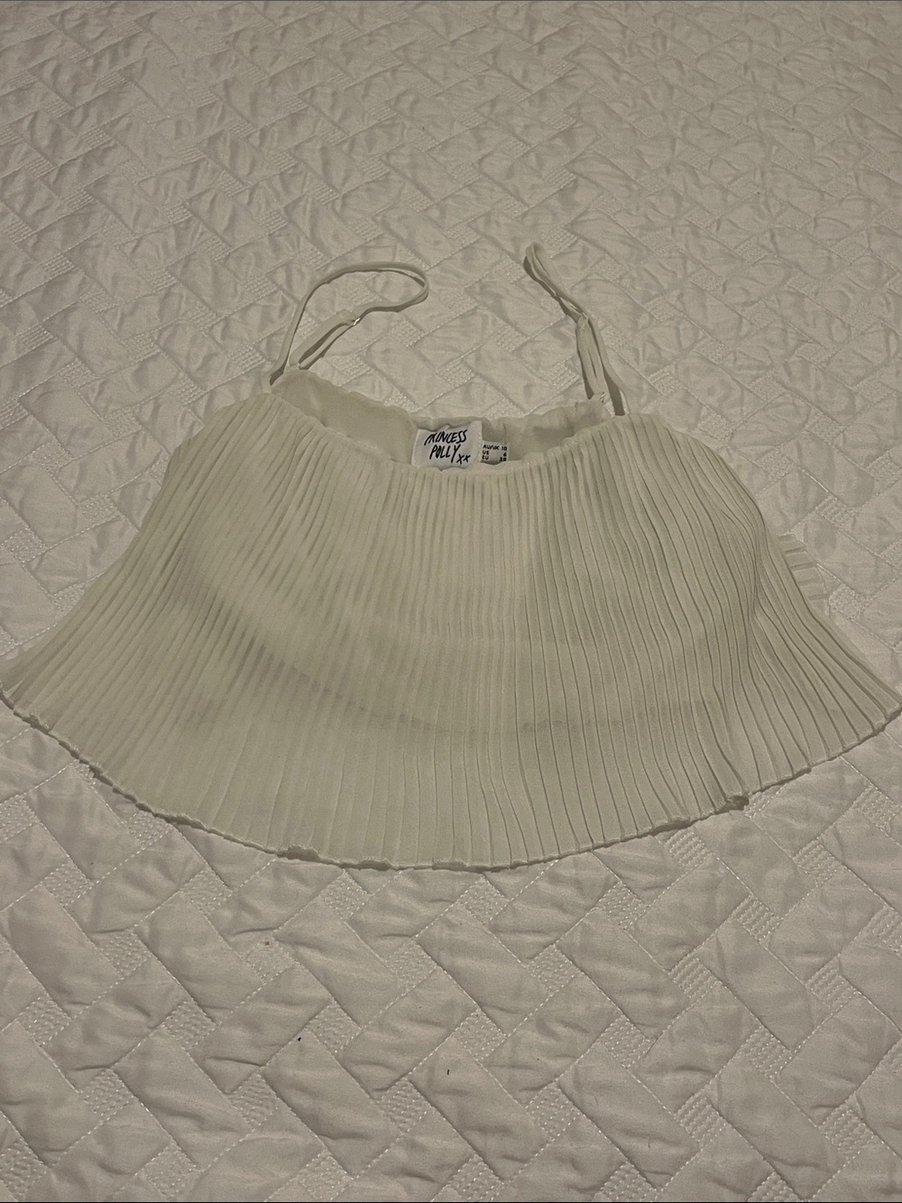 Princess Polly Cream Pleated Spaghetti-Strap Cami Top
